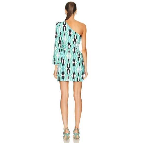 PatBO Twist One Shoulder Mini Dress in Piscene Blue 2 New Womens Cocktail - Picture 2 of 14